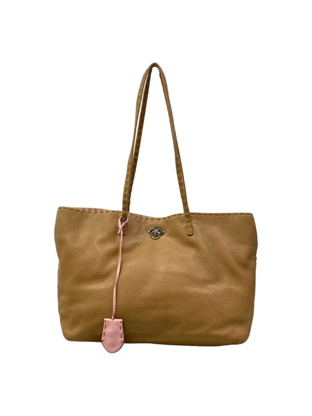 Fendi Shoulder Bag Small Carlaselleria Beige Pink Leather